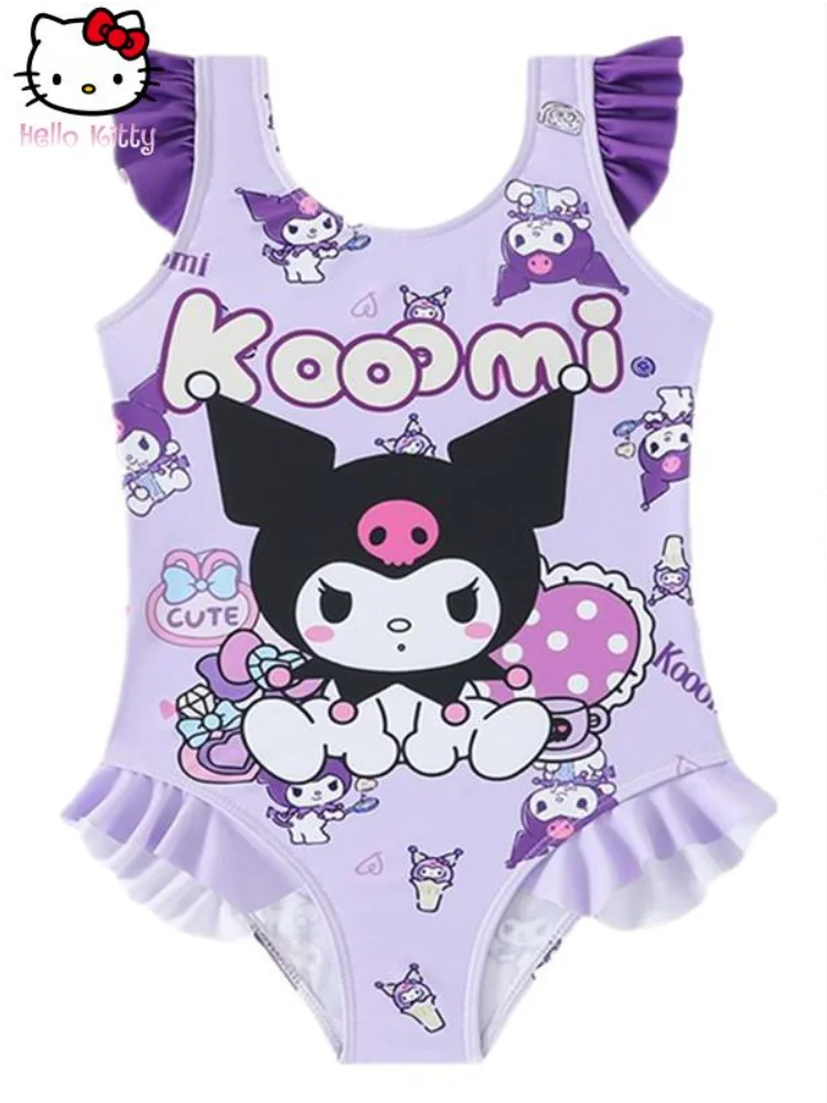 

Hello Kitty Quick Drying Sun Protection Animal Children's Swimsuit Girls Sanrio Kuromi Cartoon Kawaii Summer Beach Shorts Bikini