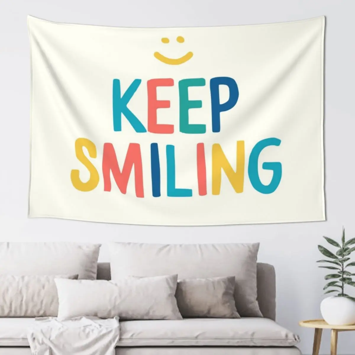 

Keep Smiling - Colorful Happy Quote Tapestry Carpet Wall Home Decorations Aesthetic Tapestry