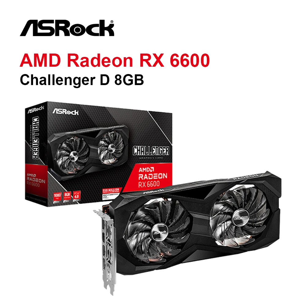 

New ASRock AMD Radeon RX 6600 Challenger D 8GB Placa de vídeo RX 6600 GDDR6 128bit Video Cards GPU DeskTop Graphics Card PCIE4.0