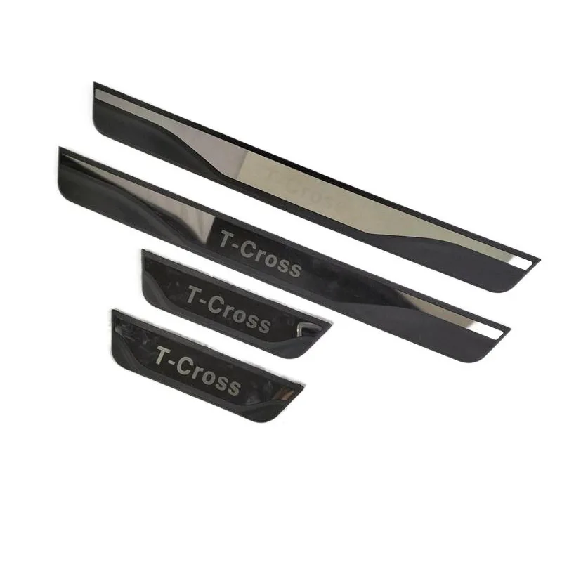 4PCS Plastic Stainless Steel For 2020-2022 Volkswagen VW T-Cross Car Accessories Auto Door Sill Pedal Welcome Scuff Plate Cover