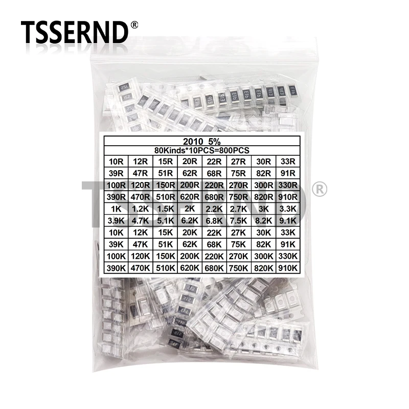 

800 шт. 2010 5% SMD комплект резисторов в ассортименте 1ohm-1M ohm 80valuesX 10 шт. = 800 шт. набор образцов