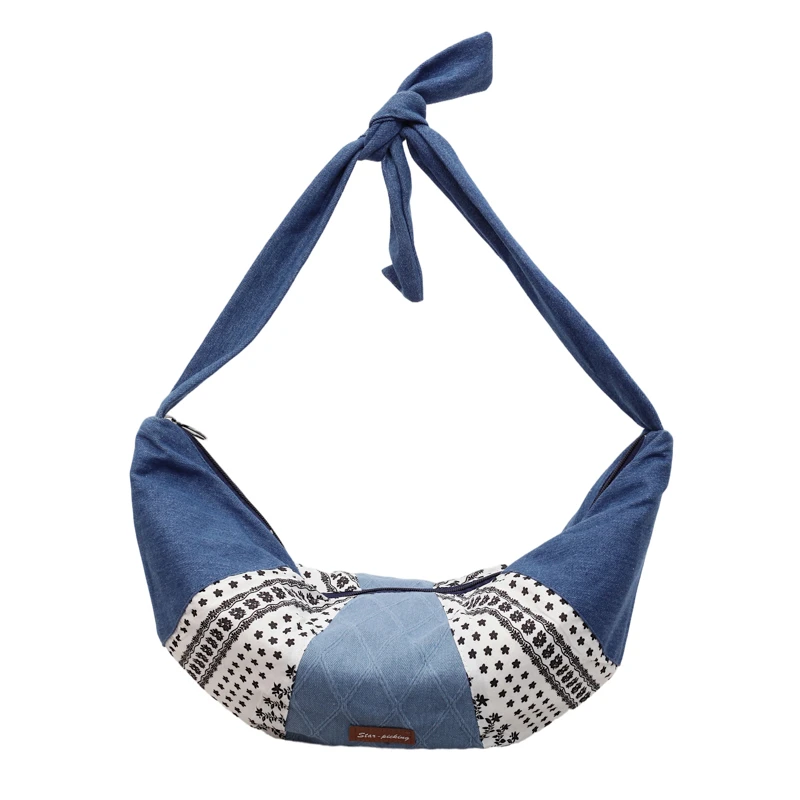 

Summer New Boho Patchwork Hobo Youth Shoulder Bags for Women Fashion Casual Versatile Bandana Print Knot Strap Crossbody Bags