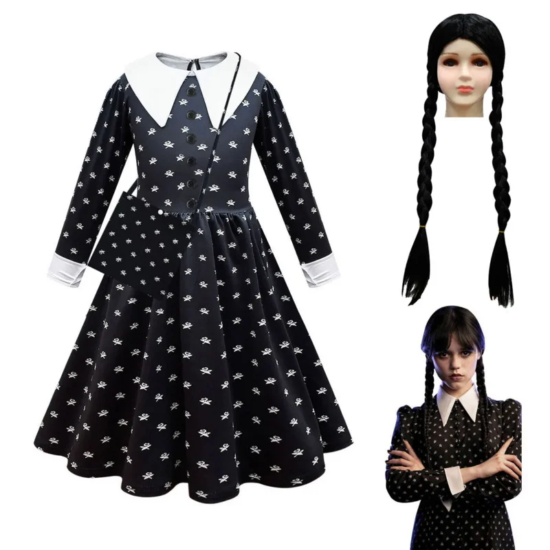 Vestido gótico de manga larga para niños, ropa kawaii, Morticia, lolita, Princesa, Halloween, fiesta de cumpleaños, regalo para niñas, nuevo