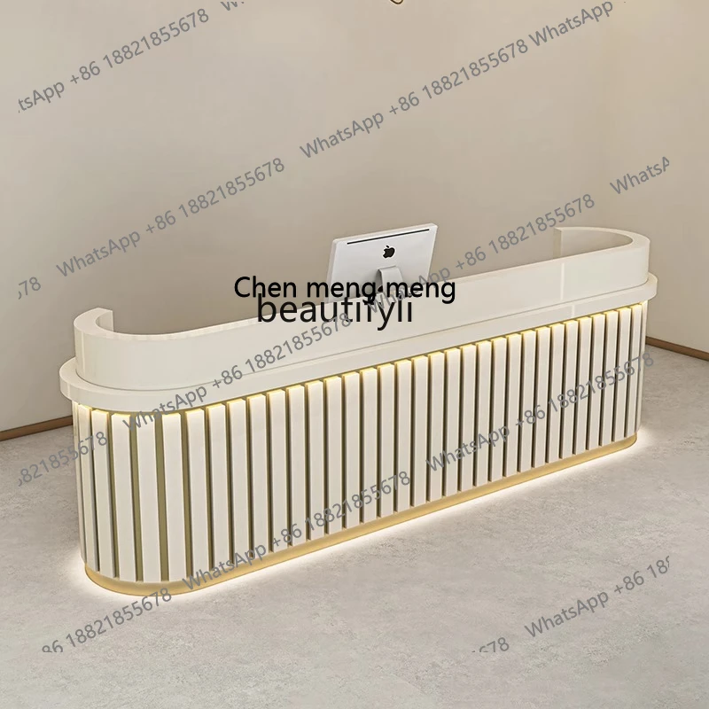 

Beauty salon bar barber stainless steel checkout page company paint reception desk