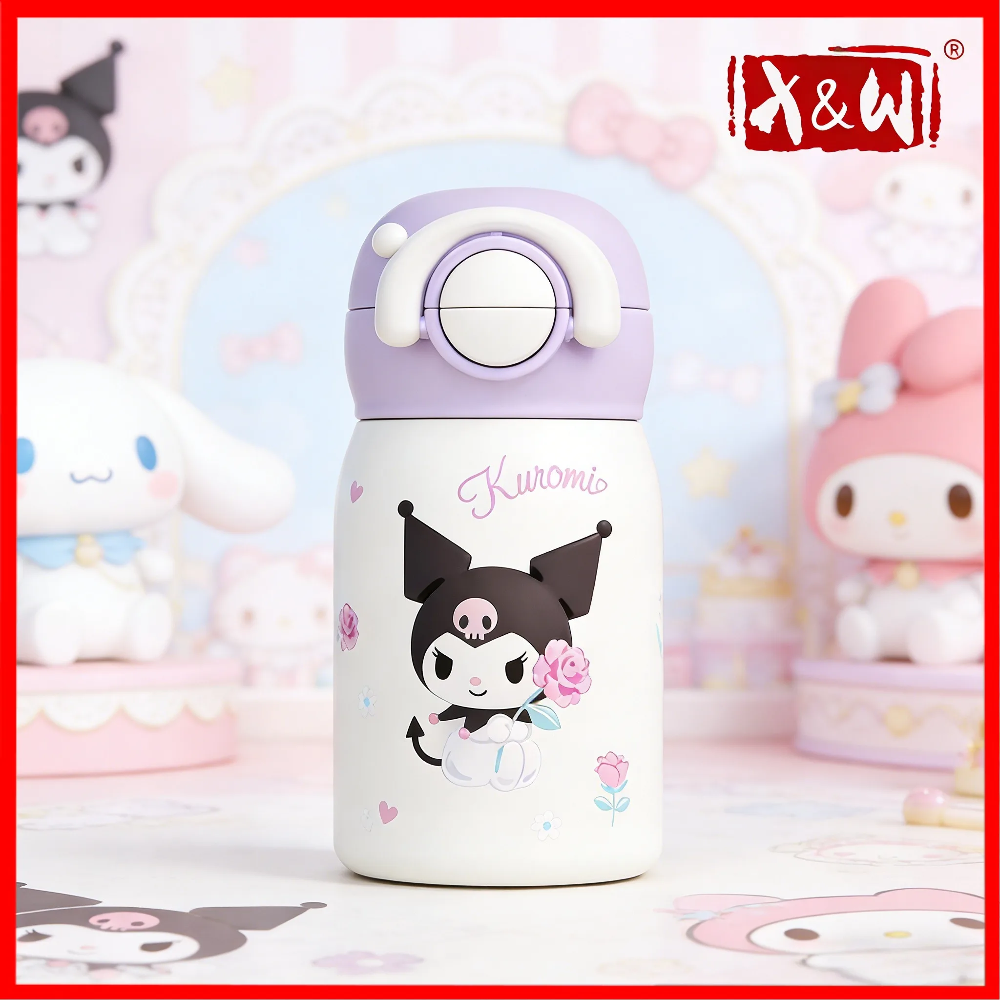 X&W 220 ml Sanrio-Serie Mini-Isolierbecher aus Edelstahl 316, + PP-Isolierbecher mit Tragering, Wasserflaschen, Festival-Geschenk