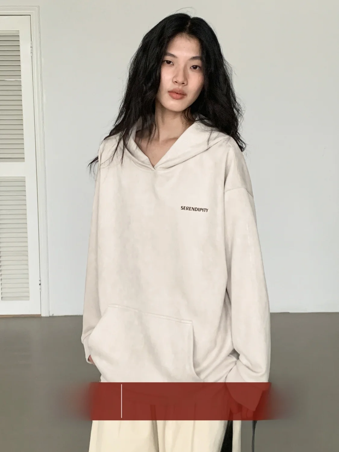 EIGHTHMONTH Moletom com capuz de camurça feminino casual solto sle longo sve casaco suspenso na moda outono nova chegada ajuste confortável