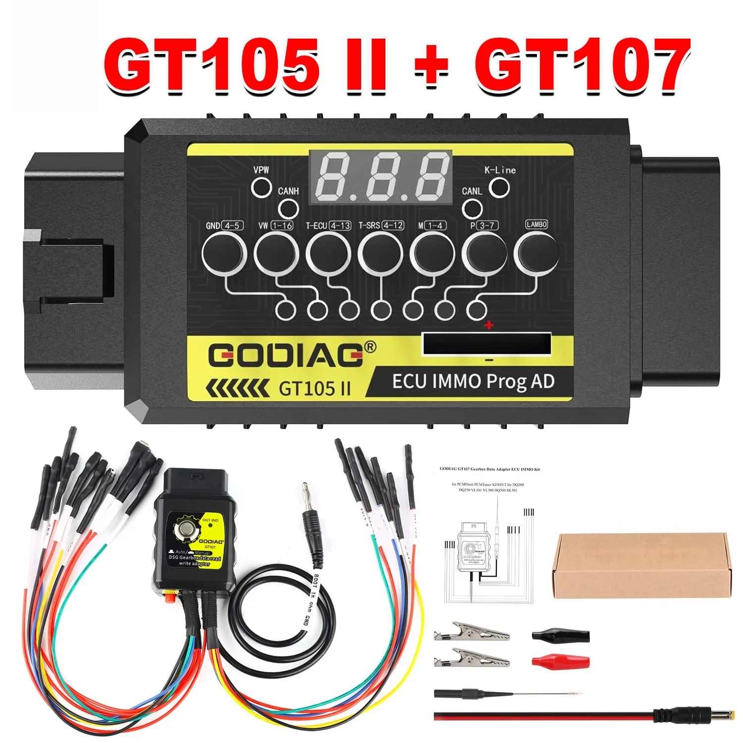 GODIAG GT105 II + GT107 DSG Plus Gearbox Data Adapter for DQ250 DQ200 VL381 VL300 DQ500 DL500 TCU for Benz for BMW for ECU Tool