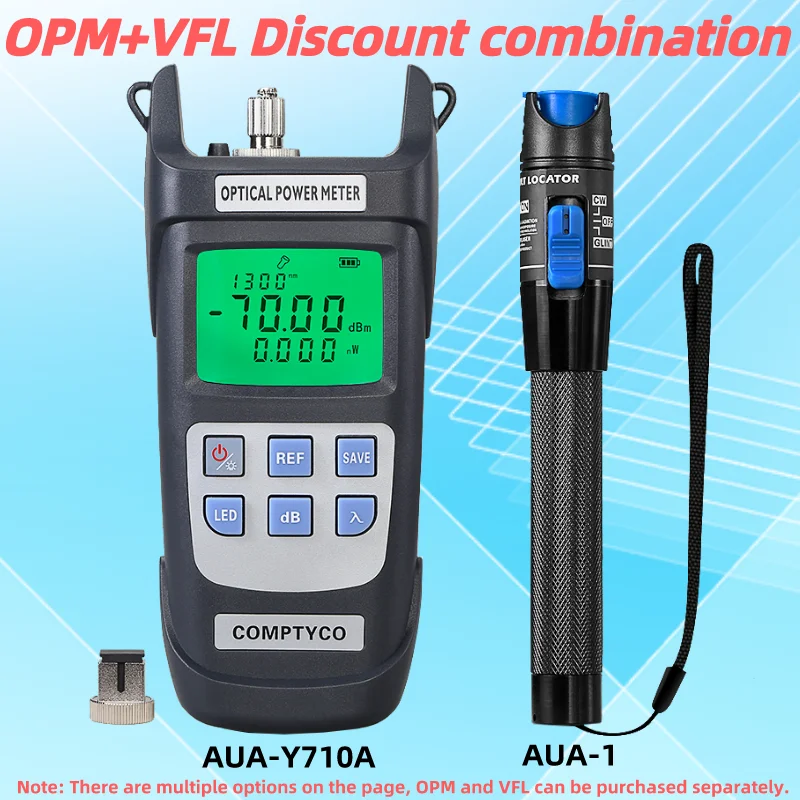 

FTTH Fiber Tester Tool Kit (Optional) AUA-Y710A Optical Power Meter(OPM -70 ~+10dBm)&Visual Fault Locator(1/10/20/30/50mw VFL)