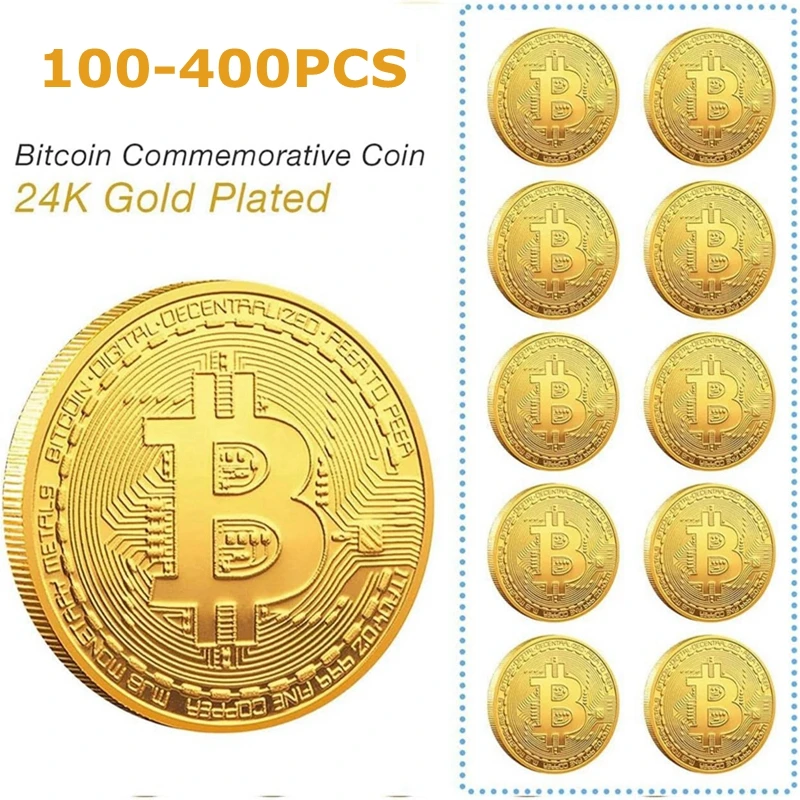 100-400PCS Collector’s Bitcoin Coin Commemorative Token Collectible with Acrylic Case for Crypto Enthusiasts Collectors Gifts
