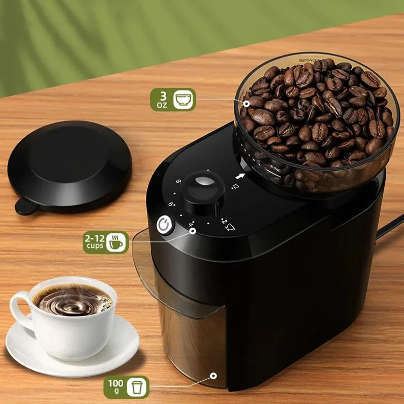 電気コーヒー豆グラインダーデザイン家庭用自動エスプレッソグラインダーフレンチプレスドリップエスプレッソコーヒー用の28つの挽き設定