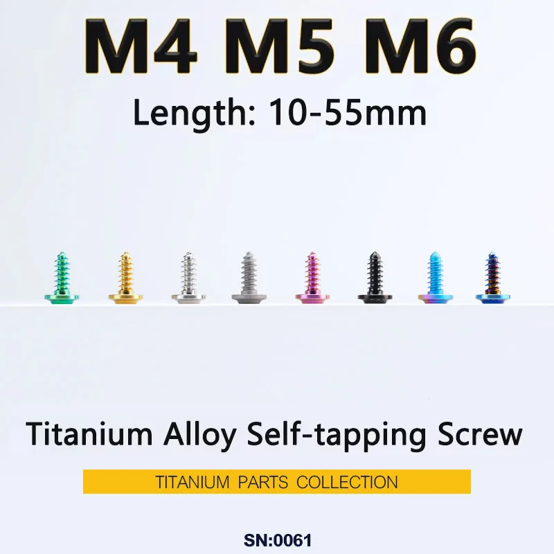 5pcs Titanium Alloy Self Tapping Screw M4 M5 M6 Length 10-55mm Umbrella Head Motorcycle Electric Car Shell Self-tapping Screws