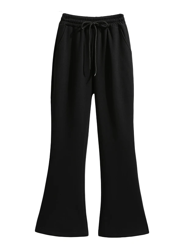 Cintura alta bla bell bot calças para meninas casual spor elástico plus size calças de algodão feminino outono faion