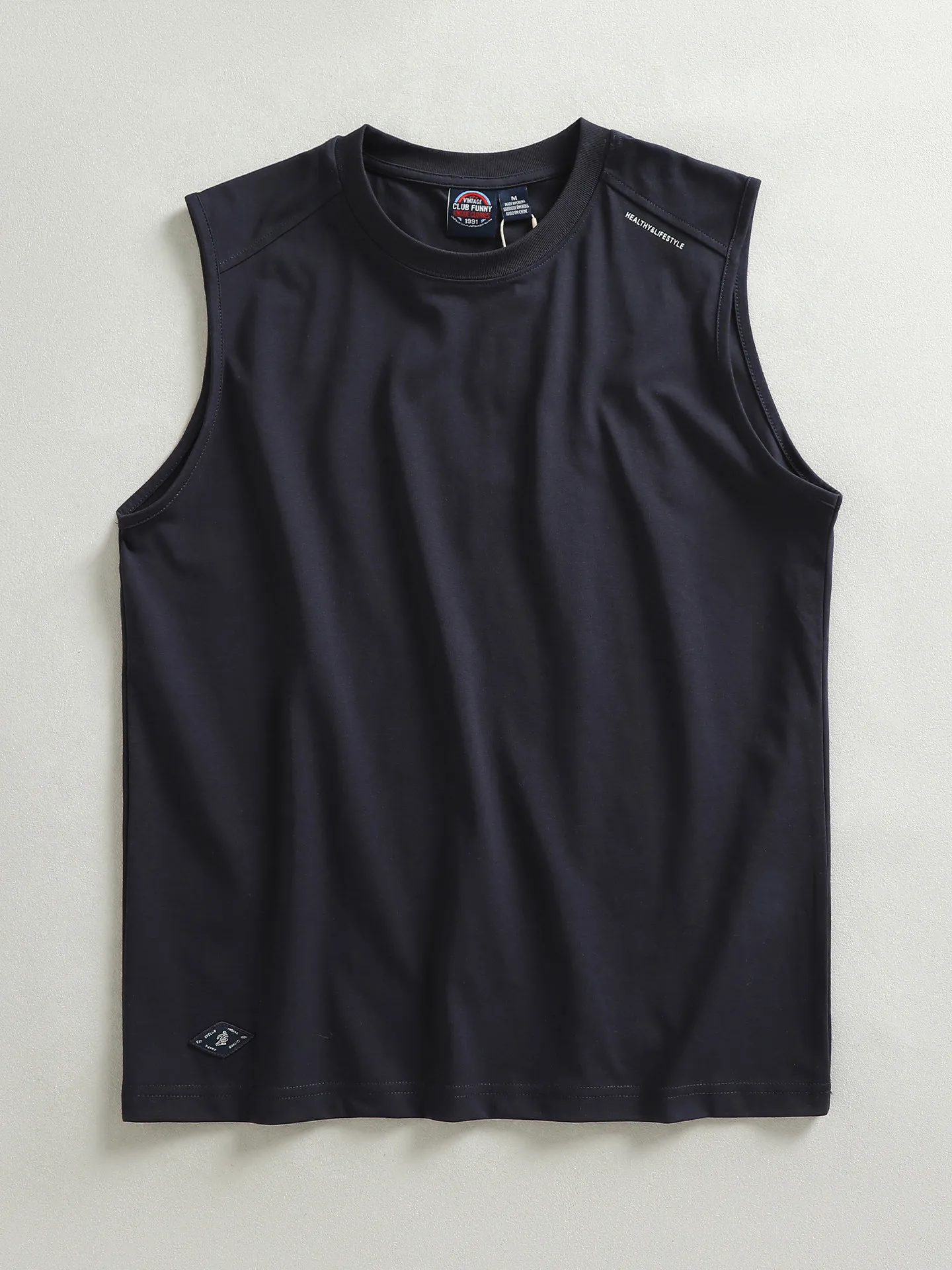 977# 2026 Summer New American Retro Sleeveless O-neck Letter Printed T-shirt Men's Simple Casual Loose Sports Fitness Vest Tops