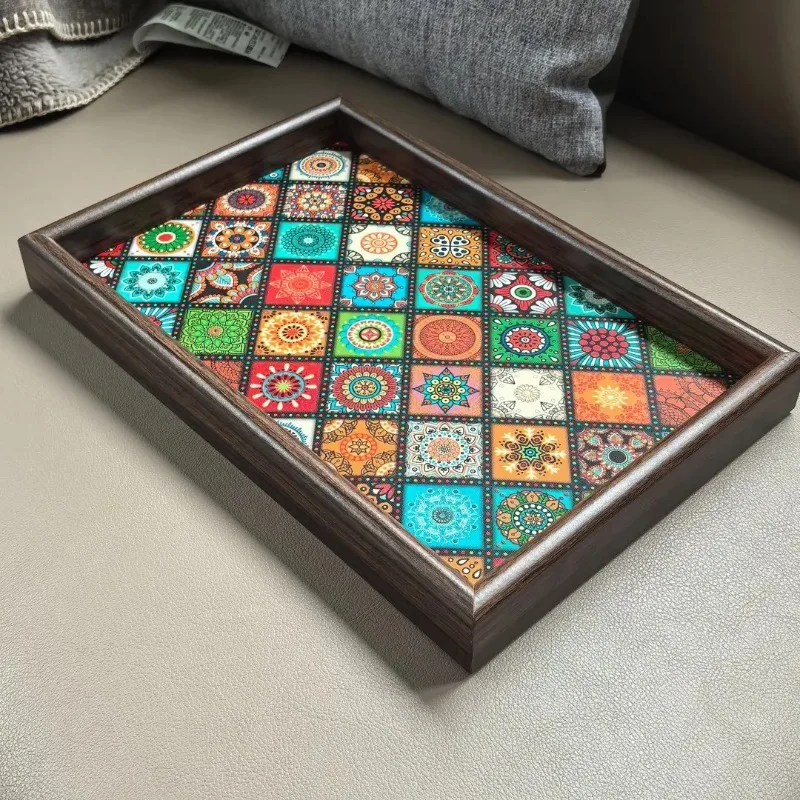 1pcs Bohemian Style Decorative Tray Entryway Living Room Creative Storage Plate for Jewelry Snacks Household Organizer Tray