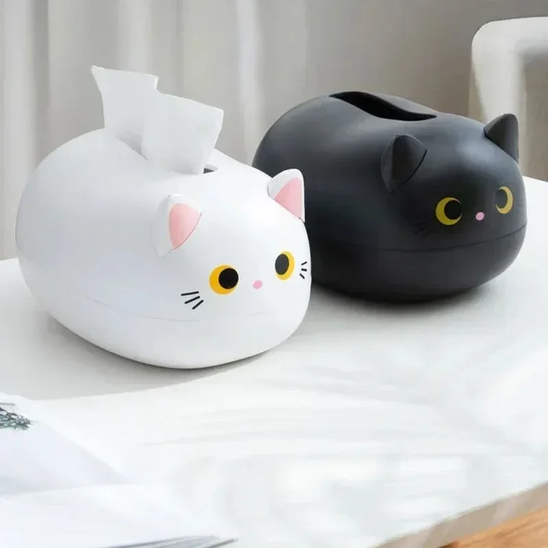 Cute cat-shaped tissue box with a detachable toothpick holder, a two-in-one tissue box, high-value tissue box for coffee tables