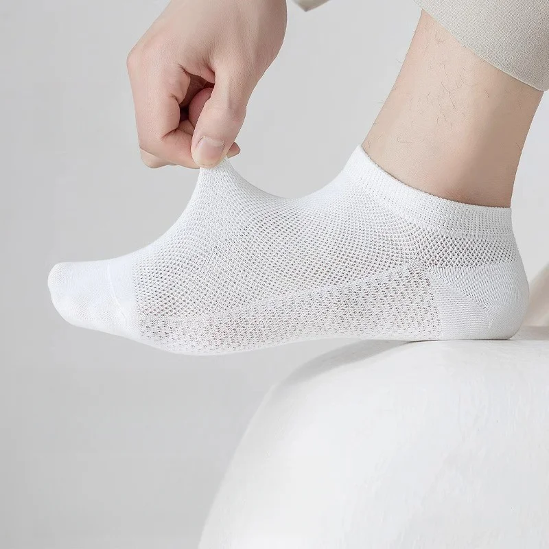 7/14/21 Pairs Men's Cotton Mesh Low-Cut Socks Anti-Odor Sweat Absorption Breathable for Daily And Outdoor Wear