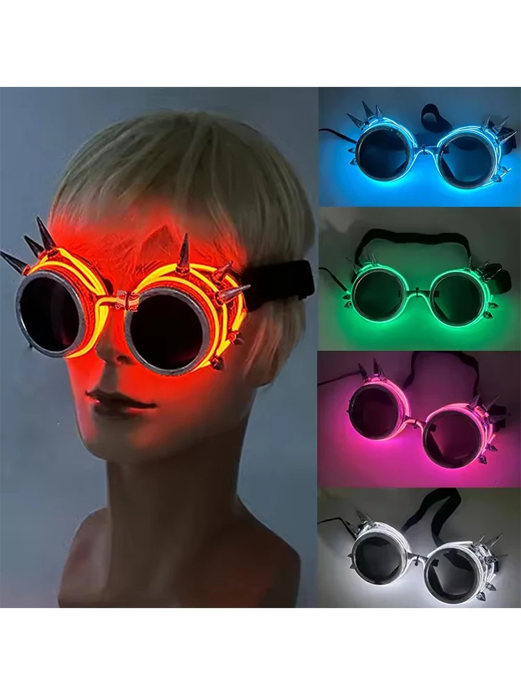 Nouveau Cool Cyberpunk Style lunettes brillant fête décor lumineux LED lunettes de soleil éclairant Bar Rave musique danse fête