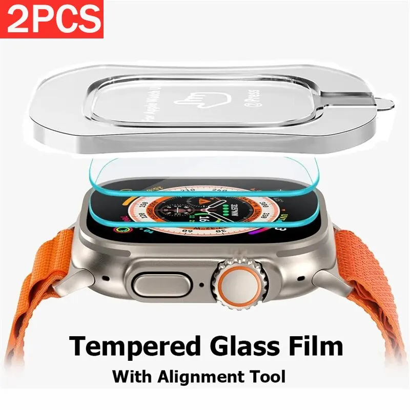 Alignment Tool With HD Tempered Glass Film For Apple Watch Ultra 49mm Easy Install Screen Protector For Iwatch Ultra 2 49mm