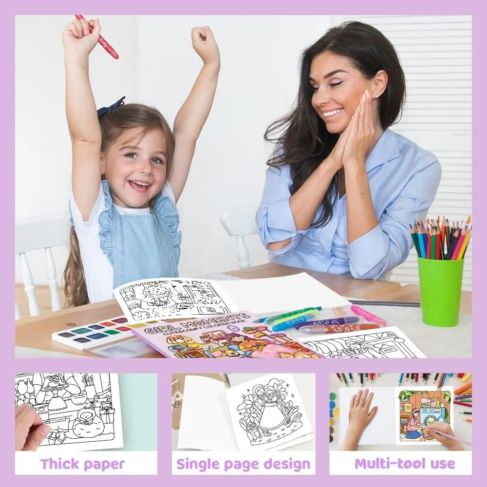 Cartoon Coloring Book GIRL MOMENTS COZY CUTIES Graffiti Painting Book Painting Gift Educational Doodles Book