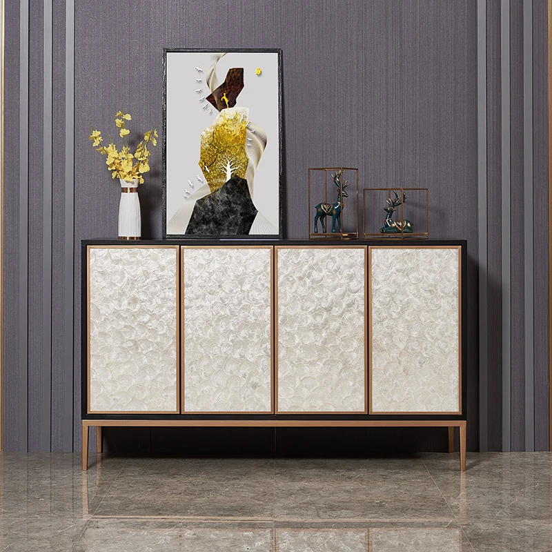 

American light luxury solid wood shell living room porch cabinet modern simple foyer shoe cabinet bedroom TV cabinet side cabine