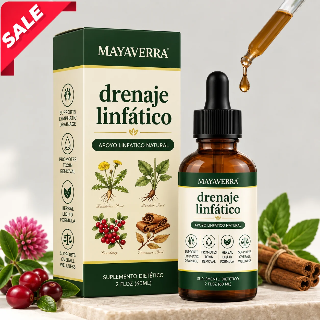 MAYA VERRA Lymphatic Drainage Drops 60ml Herbal Extracts Gentle Support Relieve Swelling Wellness Care for Women Men 1-10Box