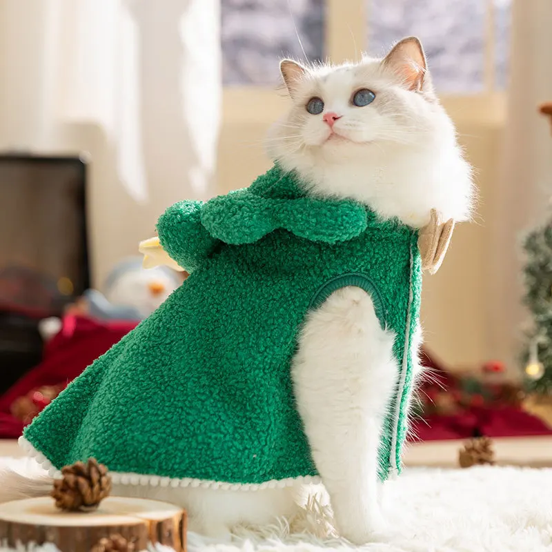 Cat Winter Warm Christmas Clothes for Small Dogs Winter Costume Coat Puppy Winter Warm Jacket Cat Coat Fleece Hoodies Sweater