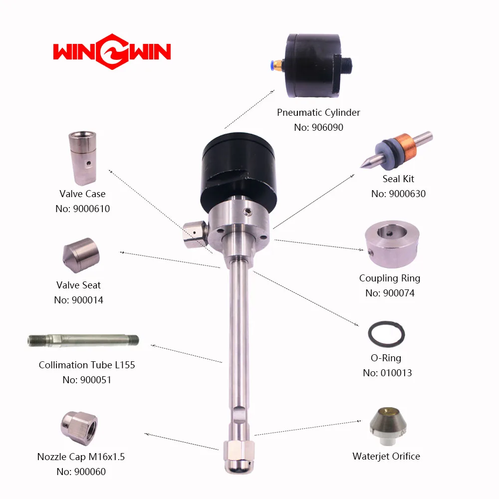 أجزاء رأس القطع المائية Allfi 900630 مجموعة الختم من النوع III حشية الضغط العالي/حلقة الدعم/إبرة 900014 مقعد قابل للإزالة