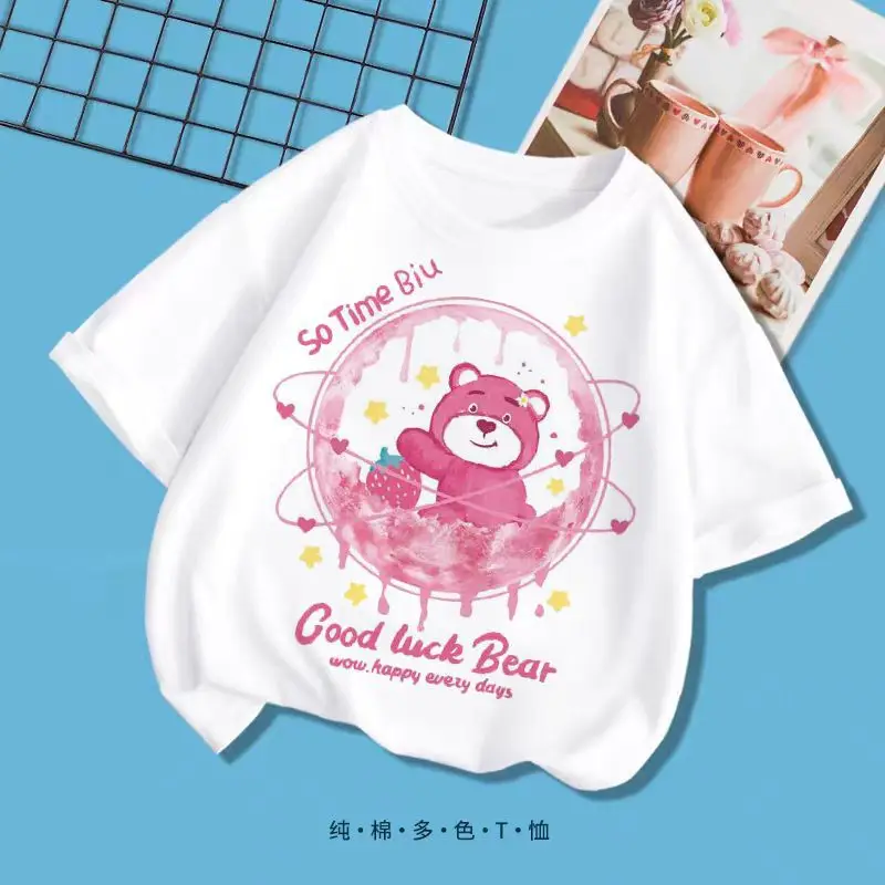 2026 New Children's Summer Fashionable Short-Sleeved Casual Top for Middle and Large Children with Print Design and Round Neck