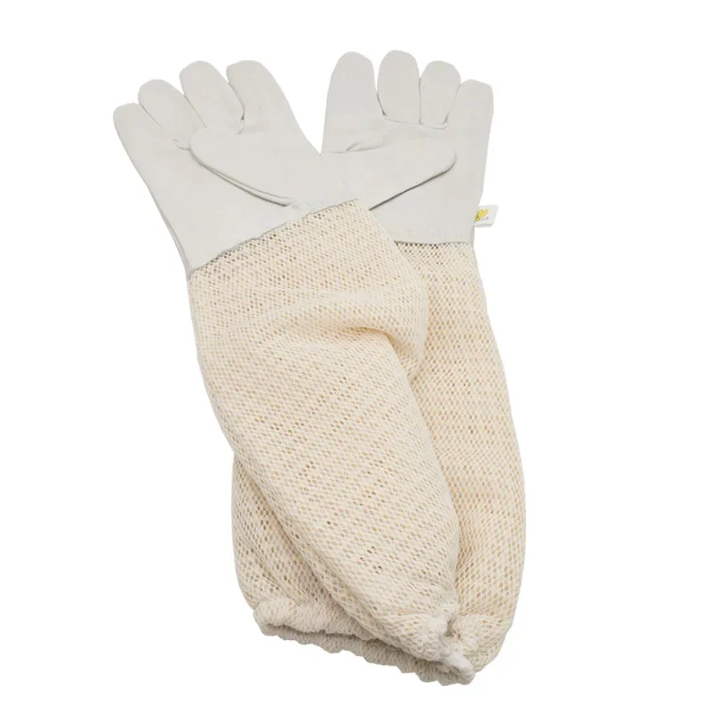 Ultra Mesh Beekeepers Gloves Three-layer Net Ventilation Protect Your Hands Fully Ventilated Goatskin Beekeeping Gloves 1 Pair