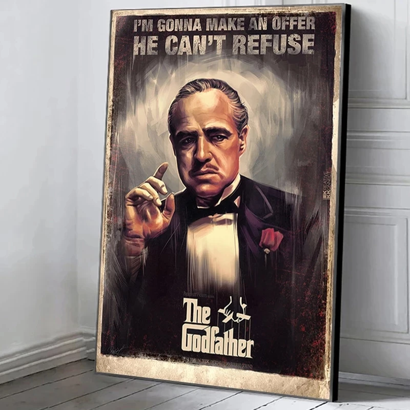 The Godfather Posters and Prints Canvas Painting Classic Gangster Hot Movie Actor Wall Art Pictures for Room Home Decoration