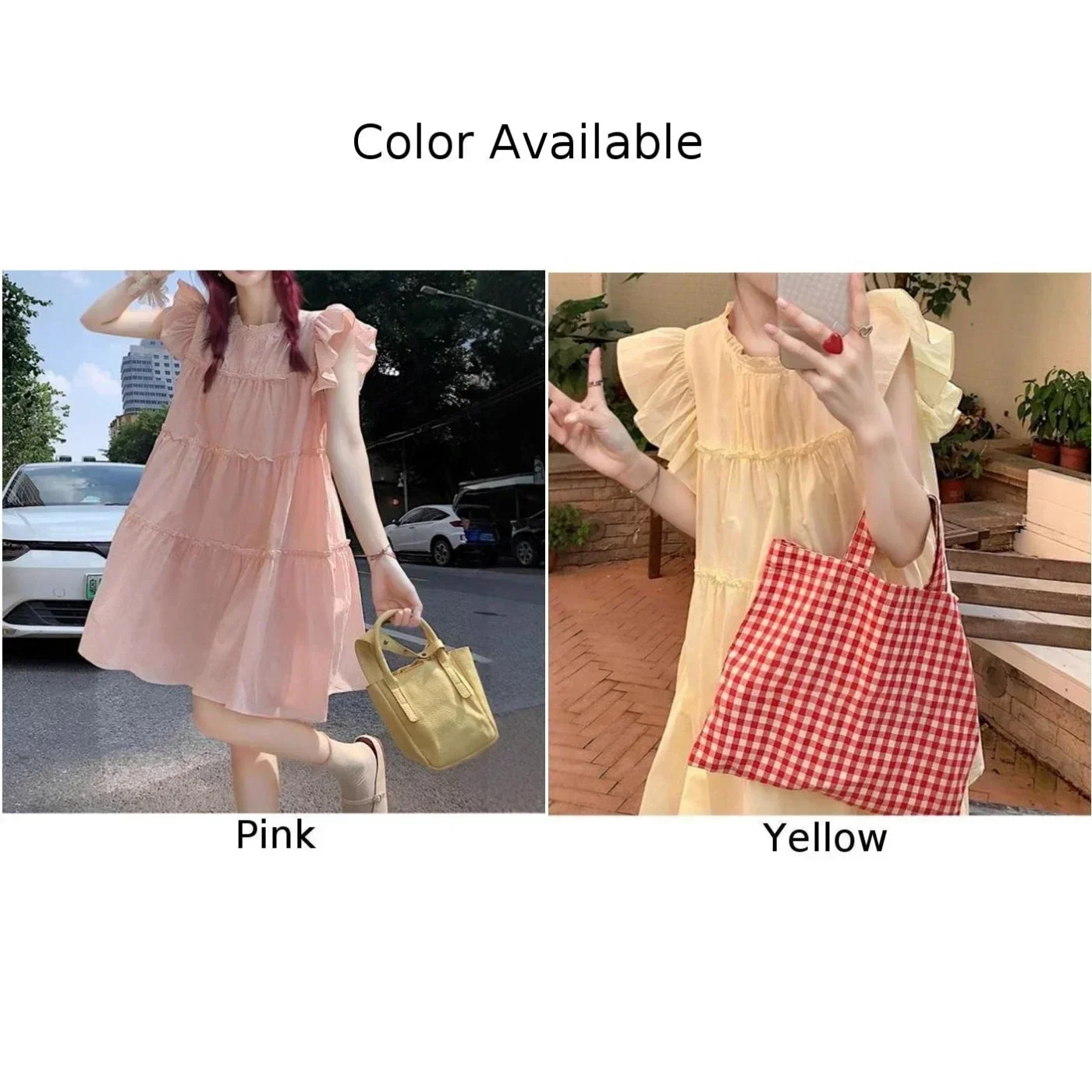 Blouse Flying Sleeves Skirt M Petite Ruffle Skirt Suitable For Spring Suitable For Summer Leisure Style Polyester Fabric