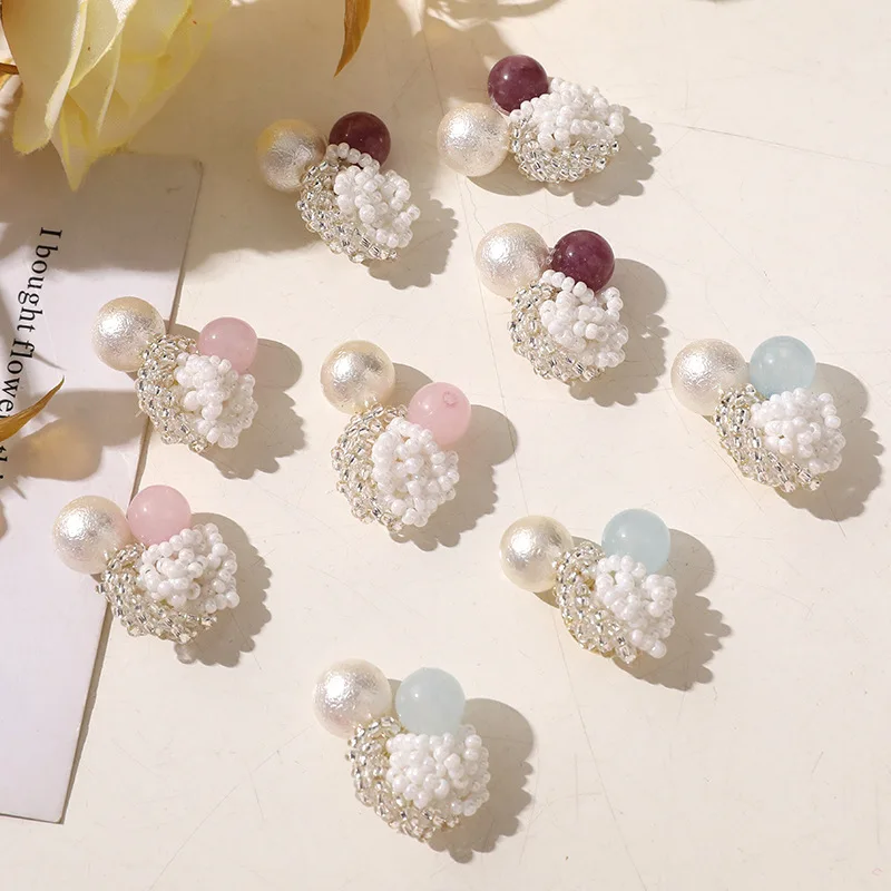 Clog Charms 1 Piece Handcrafted Pearl Beads Cotton Contrast Floral Decor Sweet Unique Korean Casual Shoe Charm for Girls