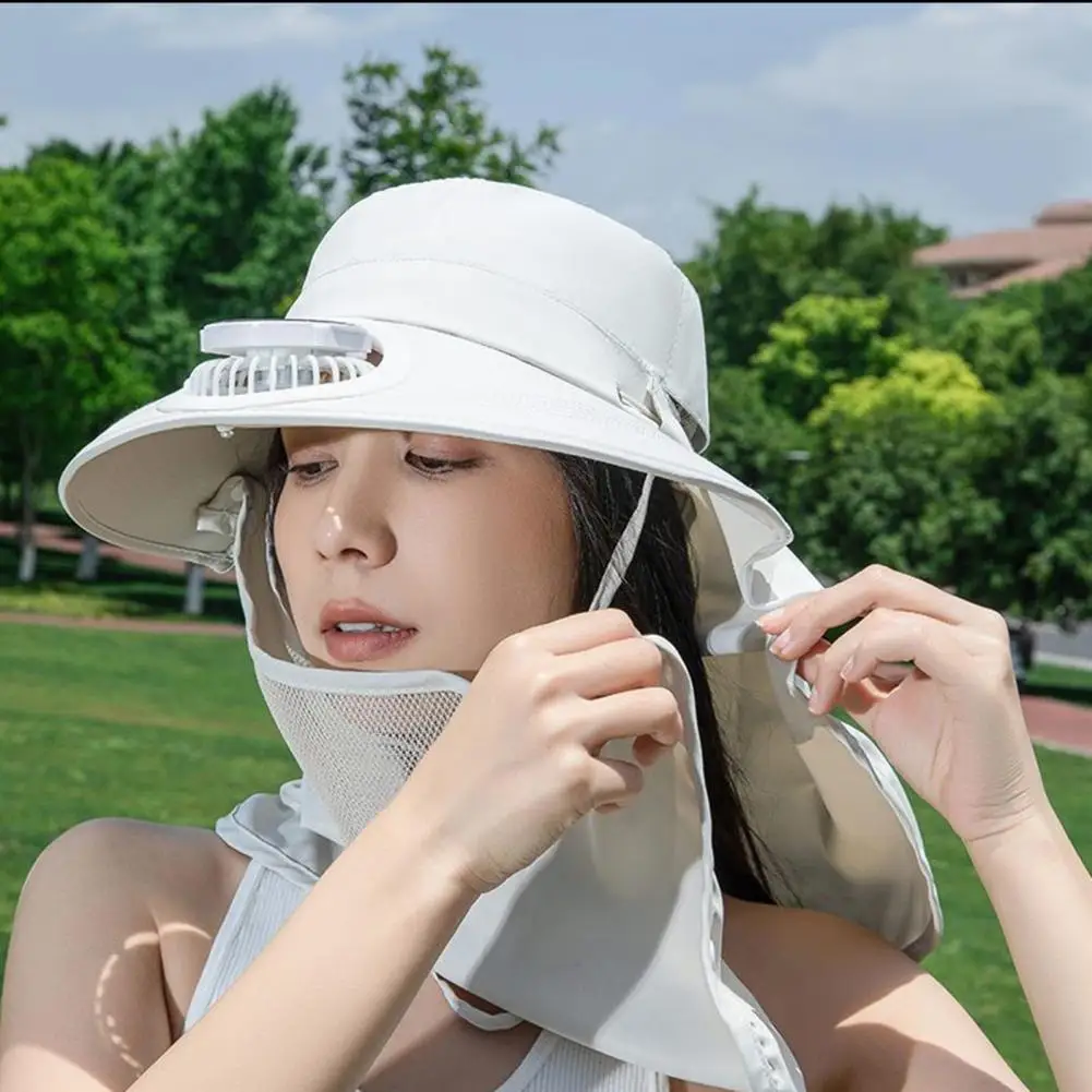 Skin-friendly Sun Hat Lightweight Travel Hat with Built-in Solar Fan Upf 50 Breathable Wide Brim Cap for Hiking Camping Fishing