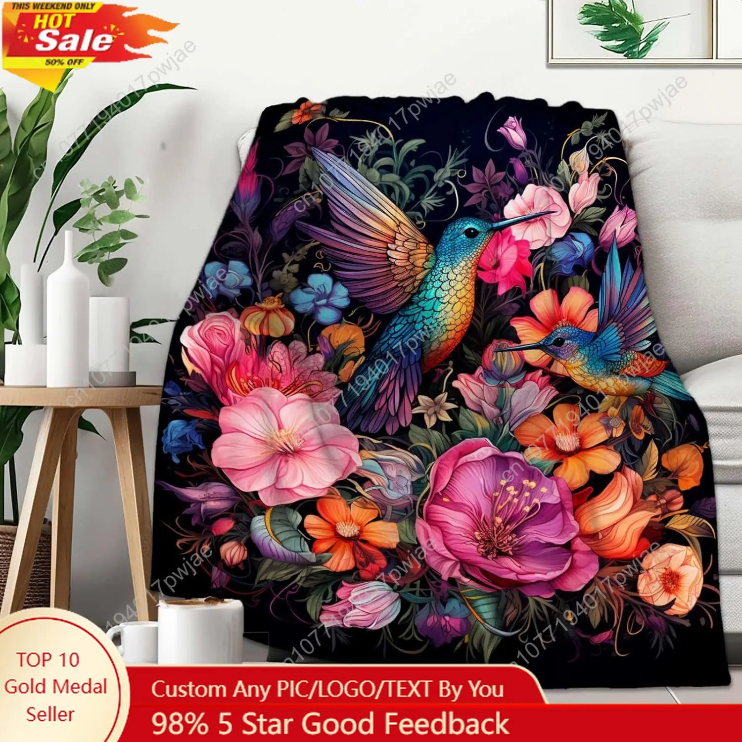

Hummingbird Throw Blanket for Couch Sofa Bed Soft Bird Blanket Throw Gifts for Men Women Lightweight Plush Fleec Custom blankets