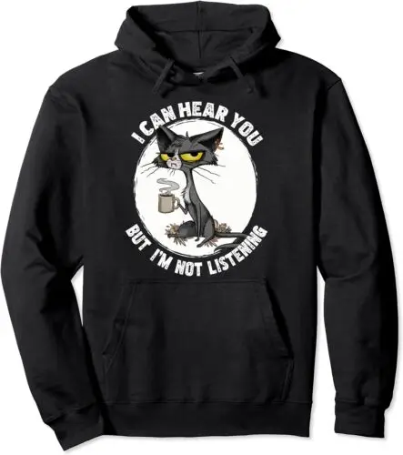 

Polarshe Cat I Can Hear You But I'm Listening Cat And Coffee Unisex Hooded Sweatshirt