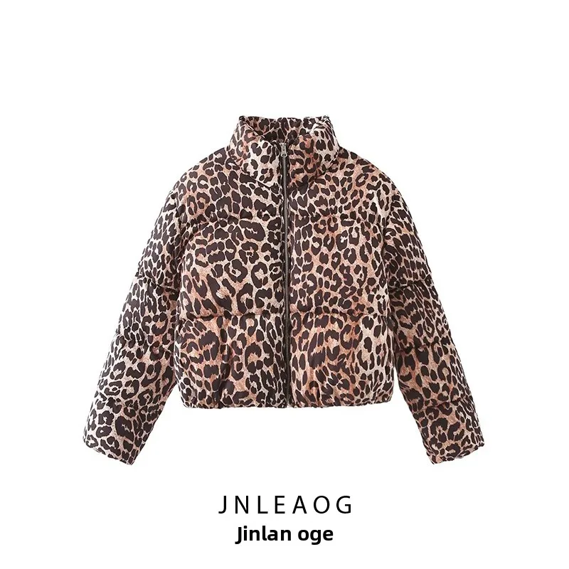 

Модная повседневная куртка JNLEAOG с леопардовым принтом, хлопковое пальто женское, осенняя новинка, средней длины, без капюшона