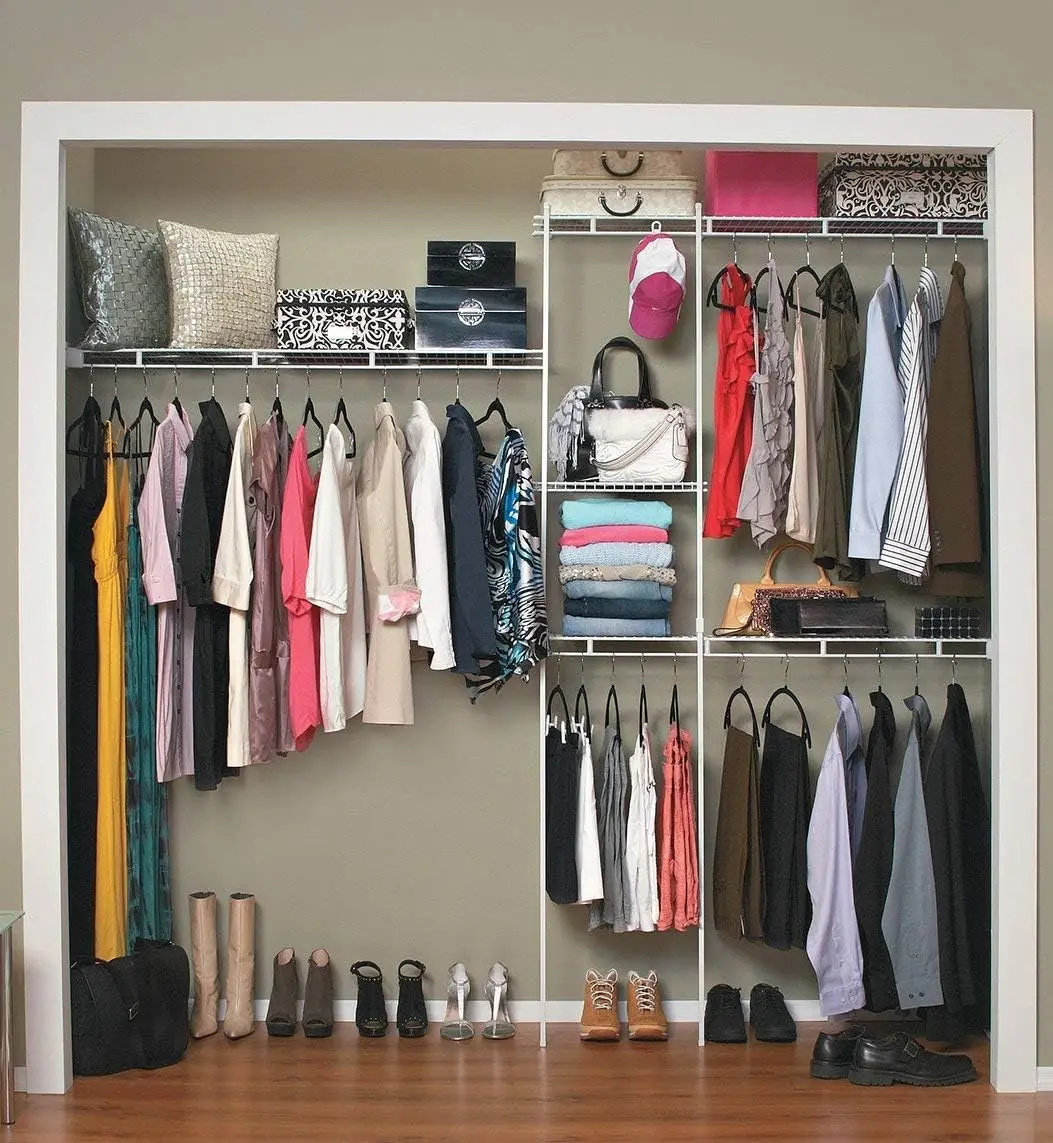 Closet Organizer Kit, 5-Foot to 8-Foot, White