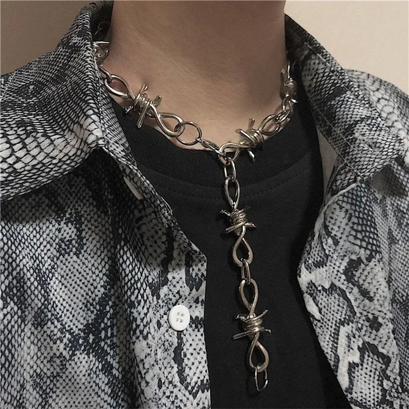 Gargantilha de arame farpado Grunge Vintage Punk Emo acessório gótico