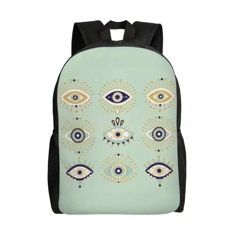 Evil Eye Collection Laptop Backpack Men Women Basic Bookbag for College School Student Mediterranean Hamsa Lucky Charm Bag