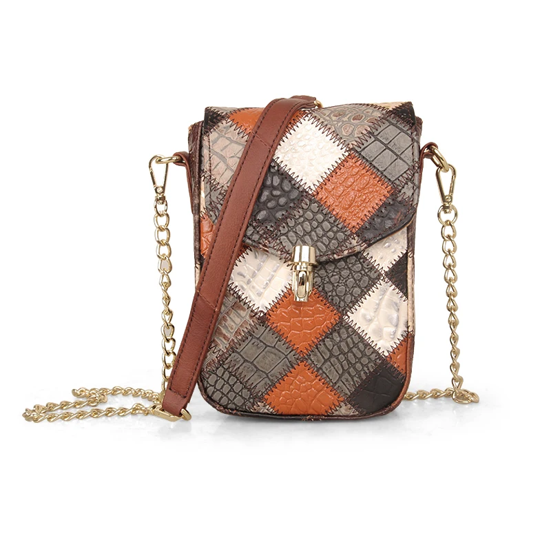 

Phone Bag for Women Genuine Leather Shoulder Bags Design Brand Fashion Cow Leather Chain Crossbody Bag Small Flap Retro Female