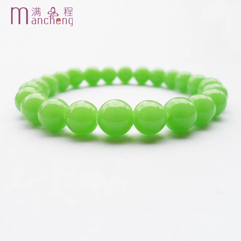 

fnaf 2 rupee item Round Green stone Beads Jades Bracelet Femme Men Women Elasticity Pulseras Mujer Dropshipping Wholesale