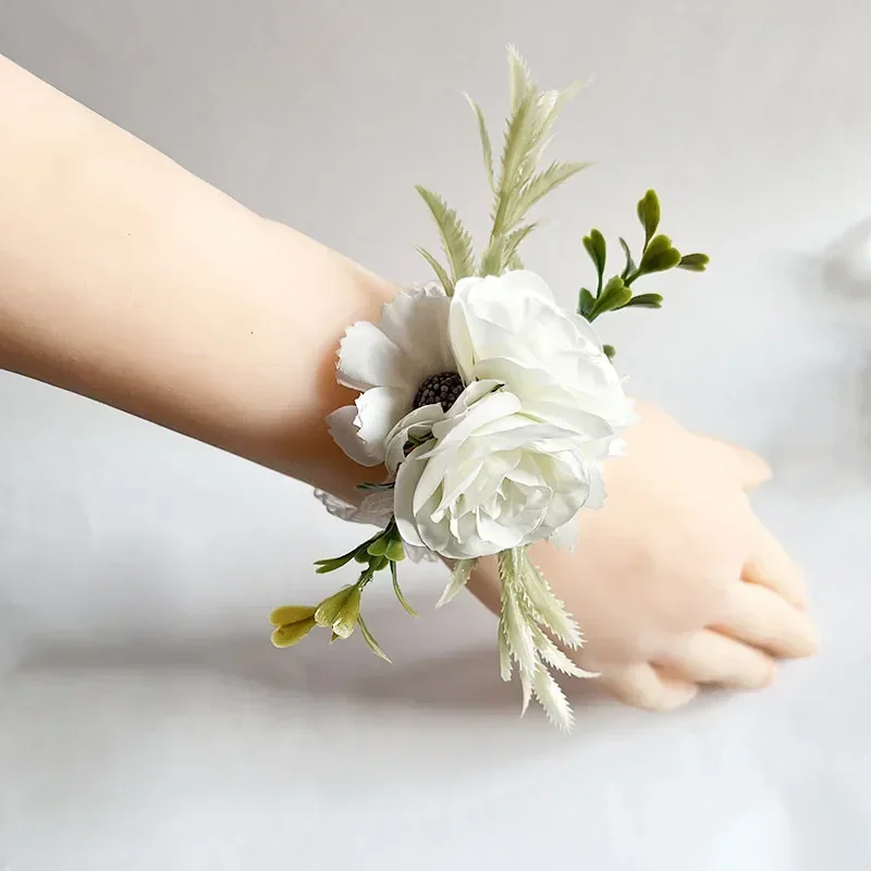 Boutonniere para graduación para hombre, accesorios de boda, pulsera con ramillete de muñeca, novia, novio, ojal, flores artificiales, decoración de boda