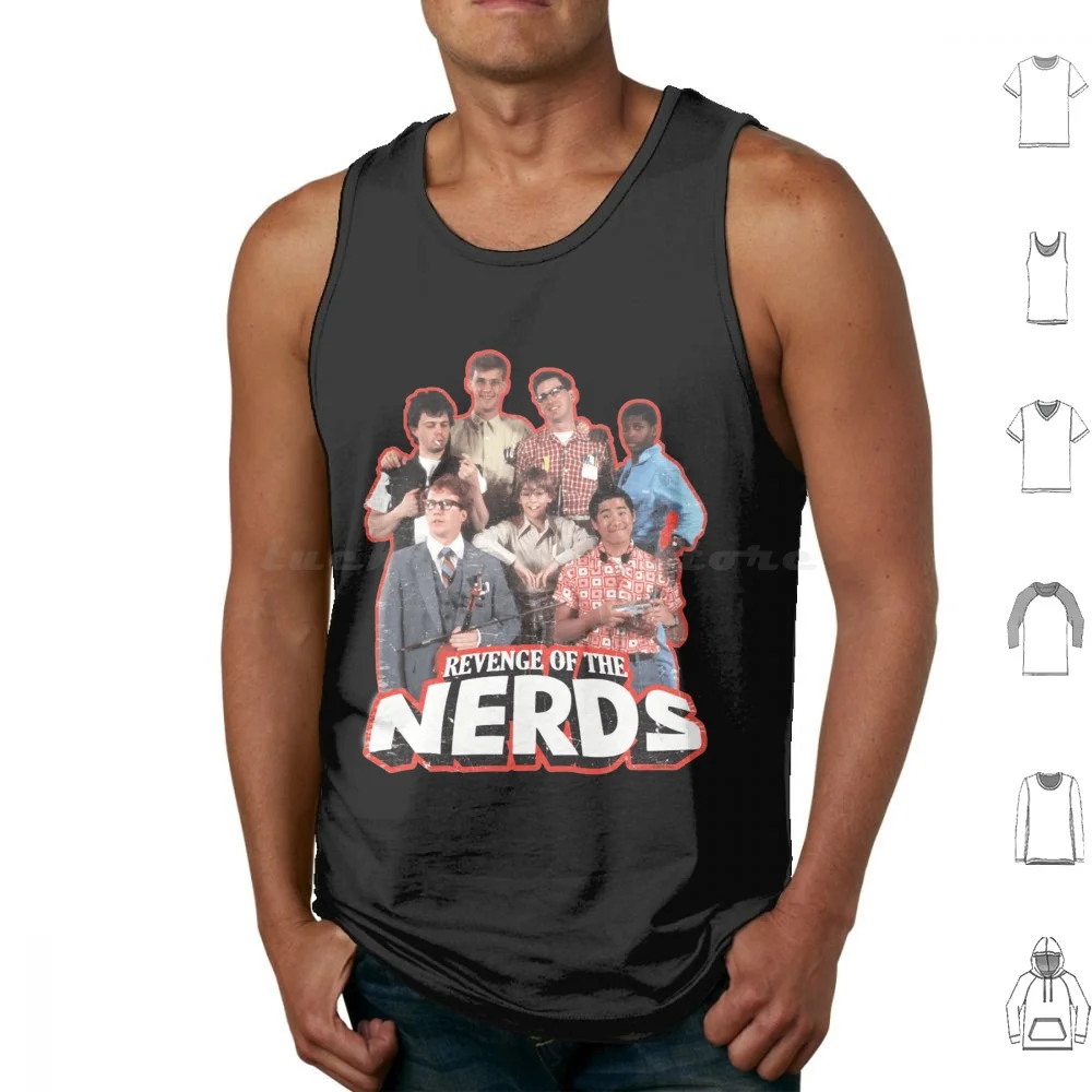 Group-Of-Nerds-Revenge-Of-The-Nerds-Tank Tops Print Cotton Revenge Of The Nerds Nerds 80s Booger College Adams College