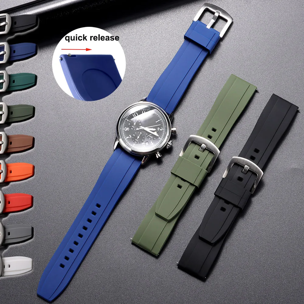 20mm 22mm Silicone Waterproof Sports Fashion Belt Watch Strap Rubber Watch Band Wristband Green for Seiko for Omega for Casio
