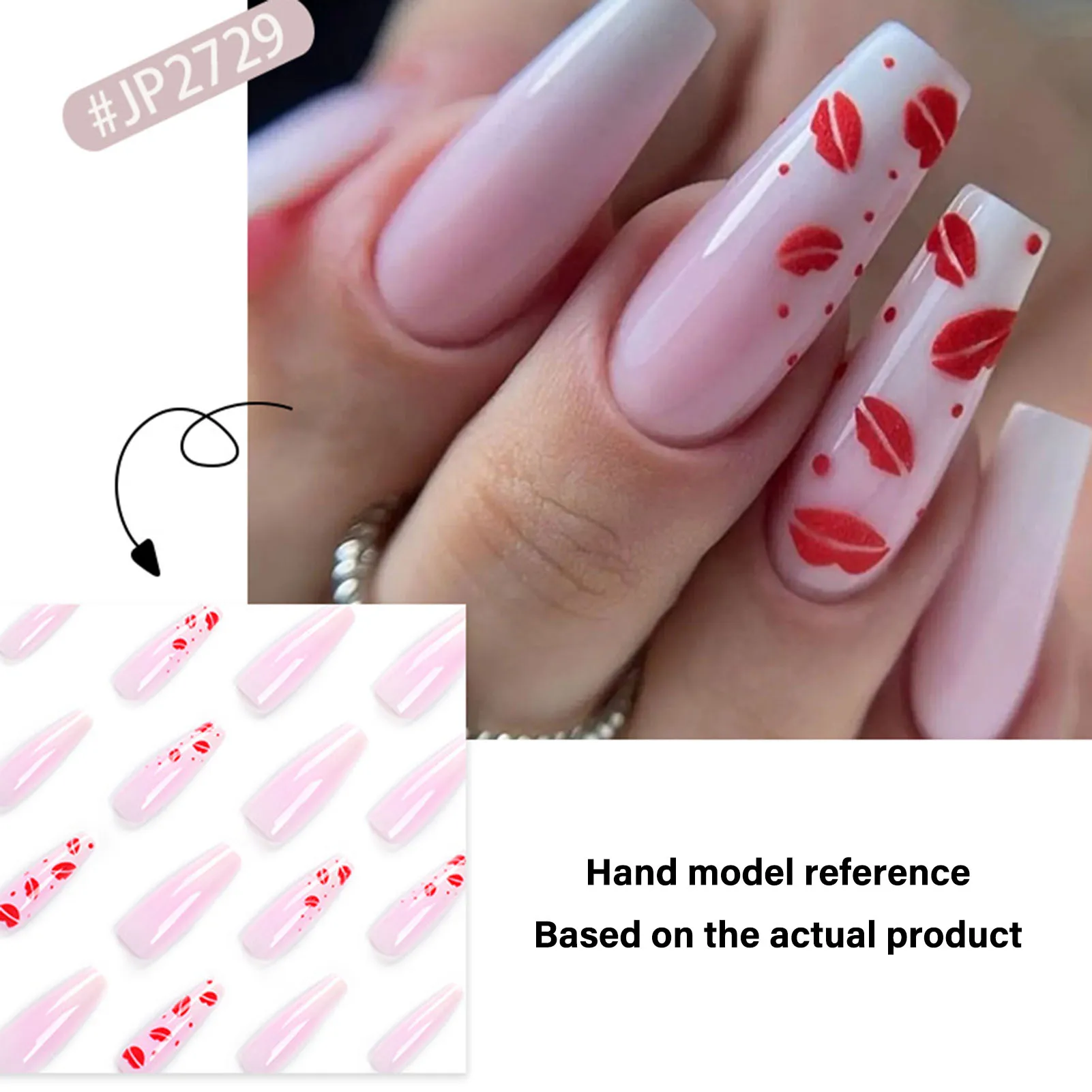 24pcs Long Press on Nails Simple Style Long Ballerina Full Cover Artificial Nail for Hand Decoration Nail Art