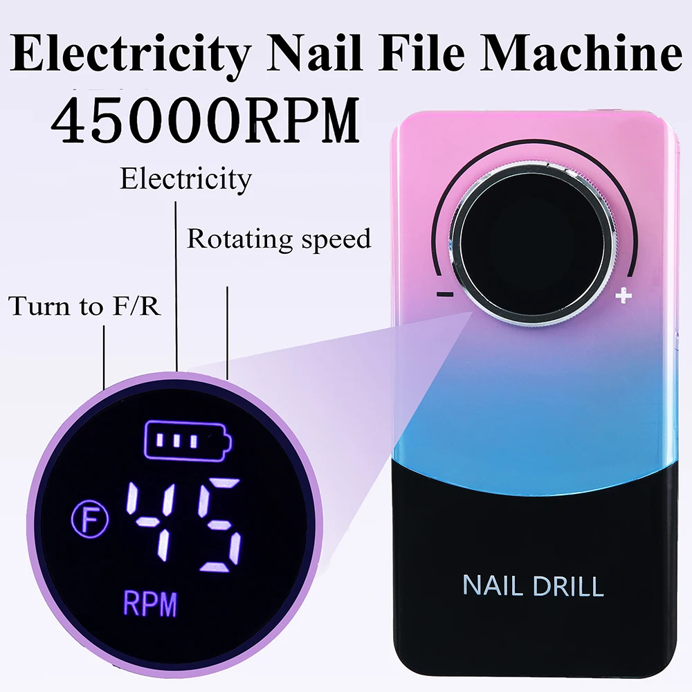 TFSCLOIN 45000RPM Rechargeable Nail Drill Machine With Low Noise Professional Nail Polish Sander for Manicure Nail Equipment