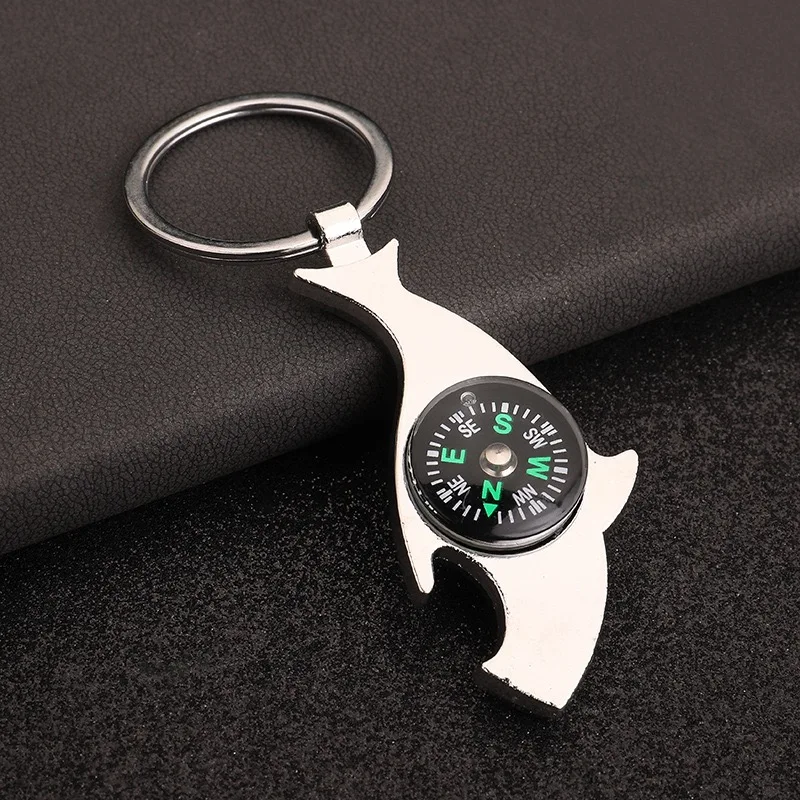 Unique Nautical Compass Keychain Metal Round Buckle Rudder Bottle Opener Iron Tower Keyring Camping Party Casual Bar Decoration view 3