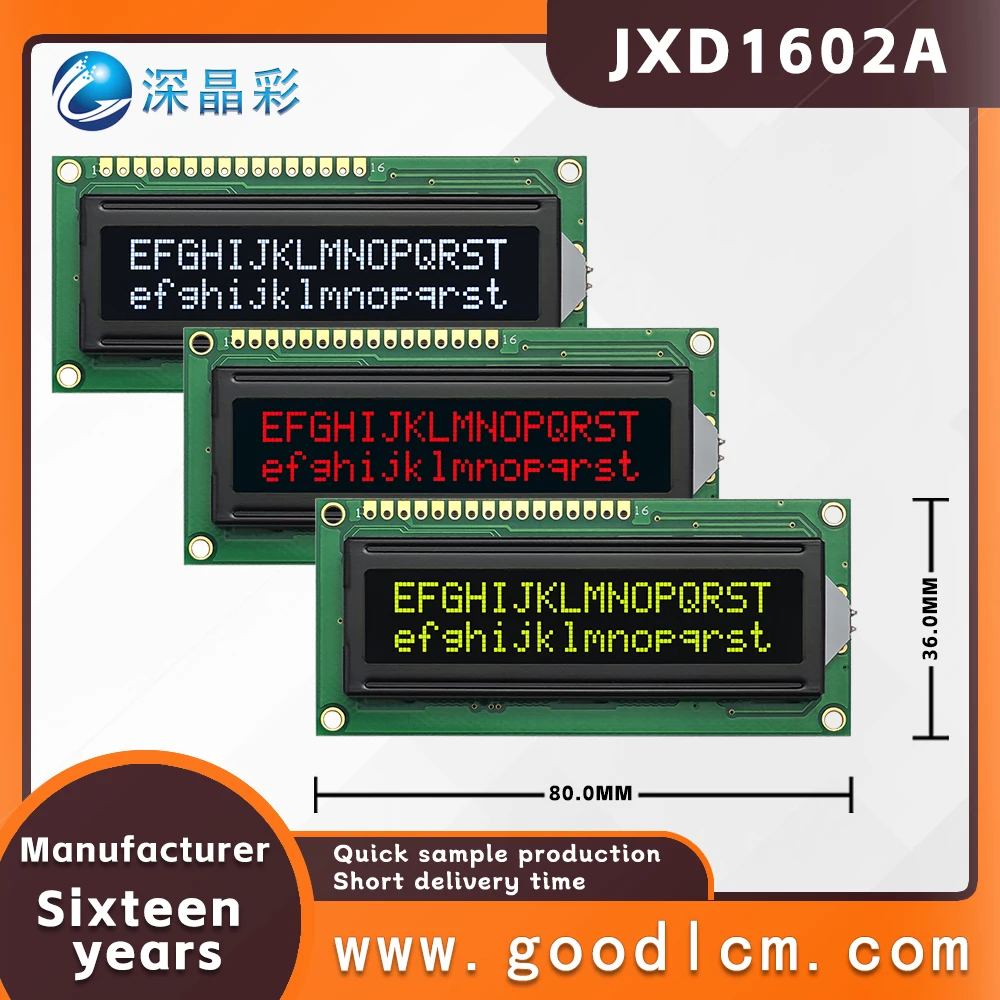 Russian language LCD screen JXD1602A monochrome 16X2 character screen high standard industrial LCM display module