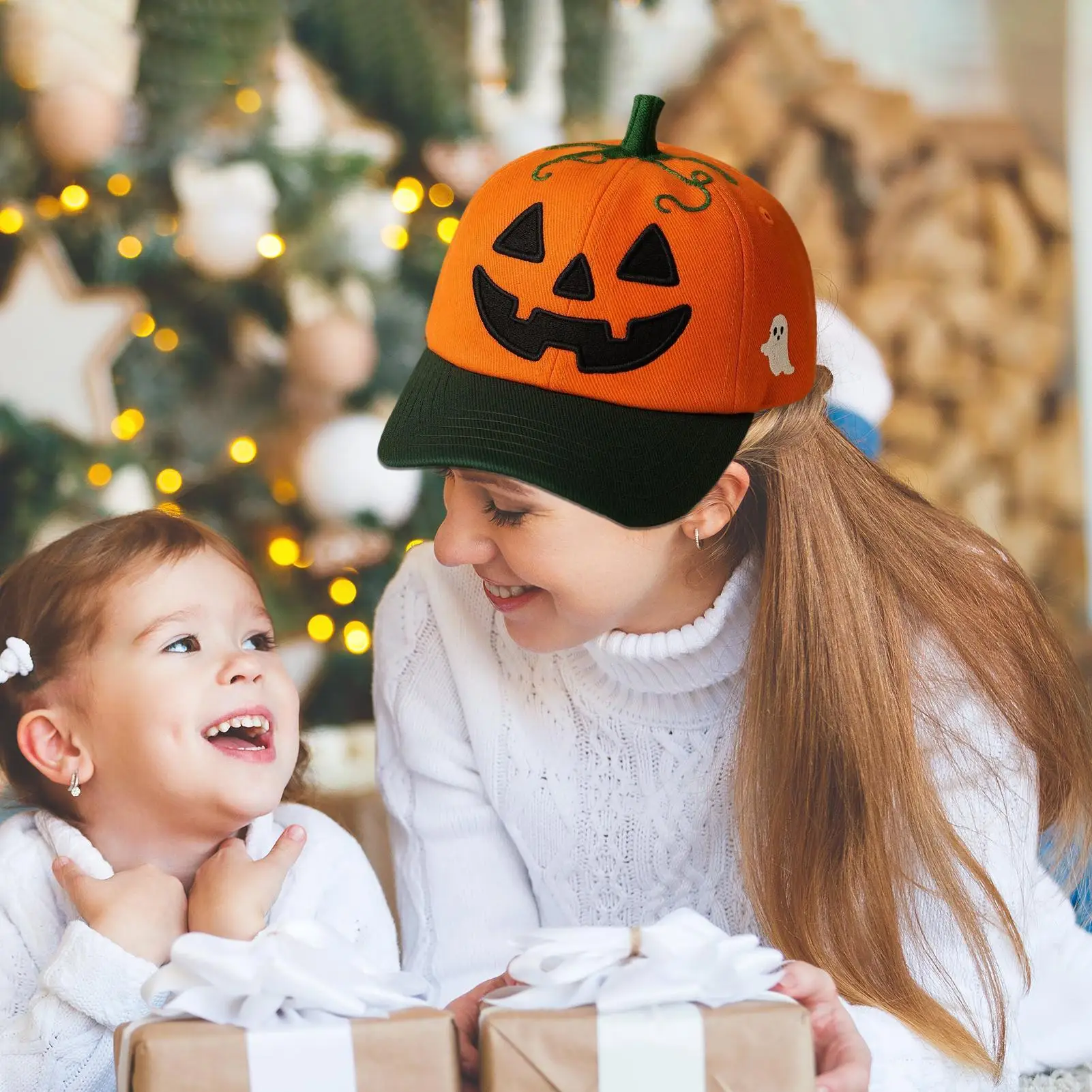 هالوين فانوس اليقطين قبعة هالوين اليقطين الوجه فانوس قبعة بيسبول مخيف زي القبعات للنساء الرجال خدعة أو علاج