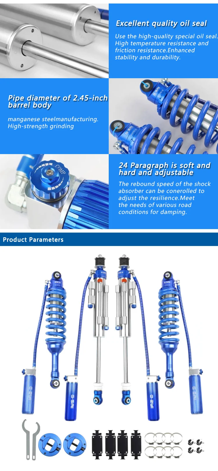 New G-SAI Customizable Color Nitrogen Adjustable Shock Absorber for Fortuner